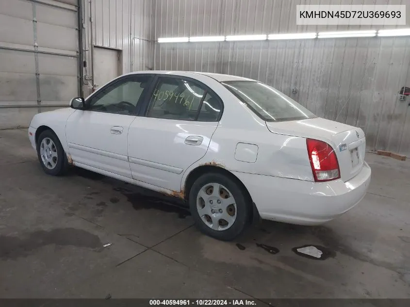 2002 Hyundai Elantra Gls VIN: KMHDN45D72U369693 Lot: 40594961