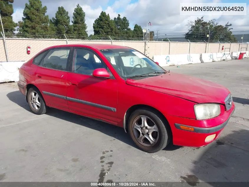 2002 Hyundai Elantra Gls/Gt VIN: KMHDN55DX2U064520 Lot: 40699618