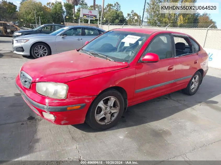 2002 Hyundai Elantra Gls/Gt VIN: KMHDN55DX2U064520 Lot: 40699618