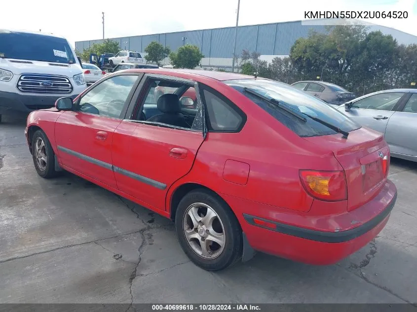 2002 Hyundai Elantra Gls/Gt VIN: KMHDN55DX2U064520 Lot: 40699618