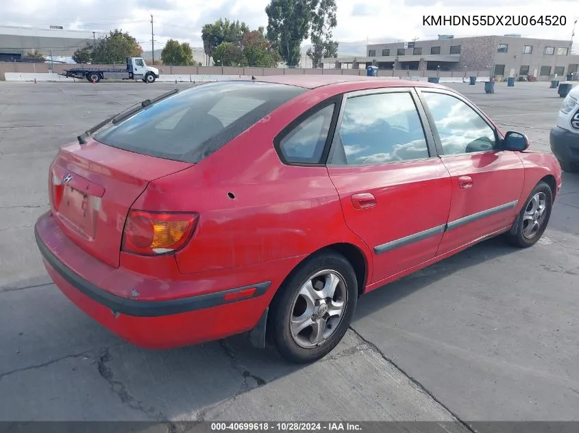 2002 Hyundai Elantra Gls/Gt VIN: KMHDN55DX2U064520 Lot: 40699618