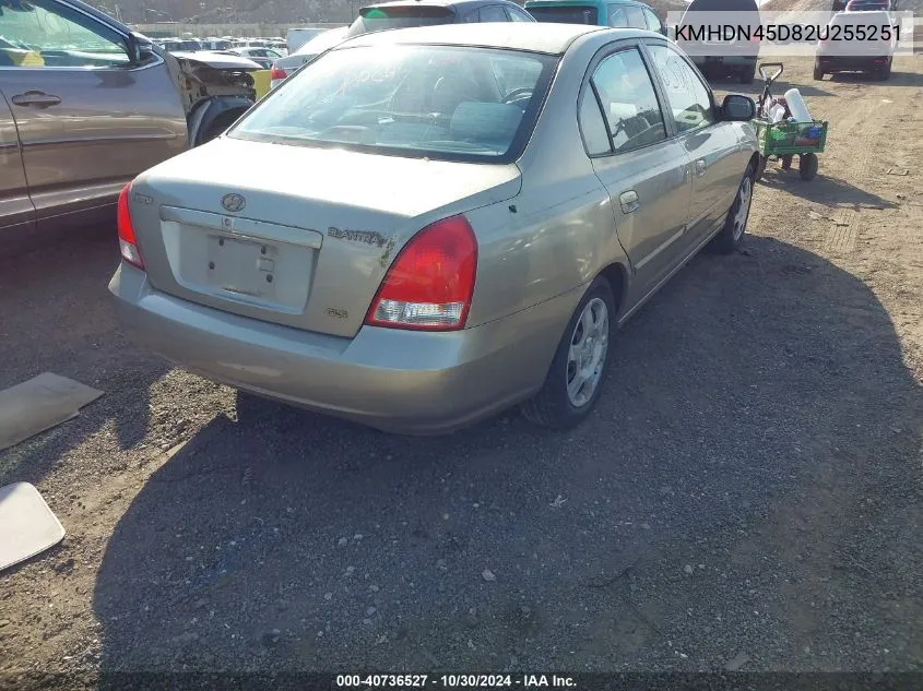 2002 Hyundai Elantra Gls VIN: KMHDN45D82U255251 Lot: 40736527