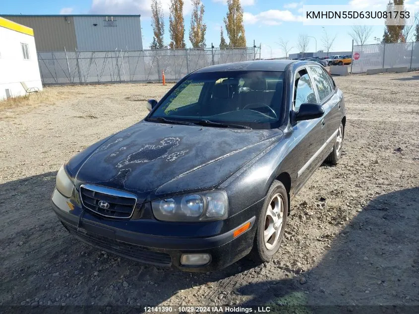 2003 Hyundai Elantra Gt VIN: KMHDN55D63U081753 Lot: 12141390