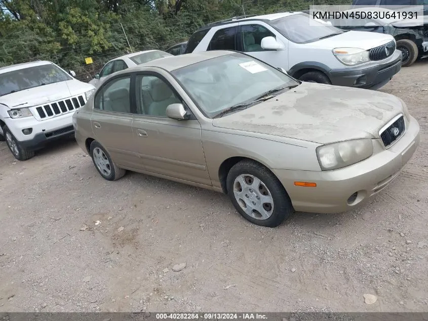 2003 Hyundai Elantra Gls/Gt VIN: KMHDN45D83U641931 Lot: 40282284