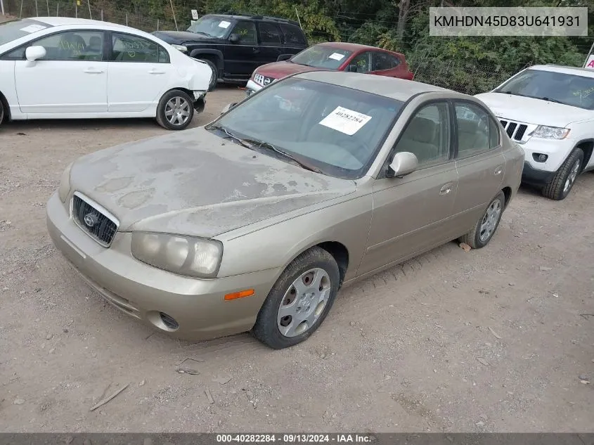 2003 Hyundai Elantra Gls/Gt VIN: KMHDN45D83U641931 Lot: 40282284