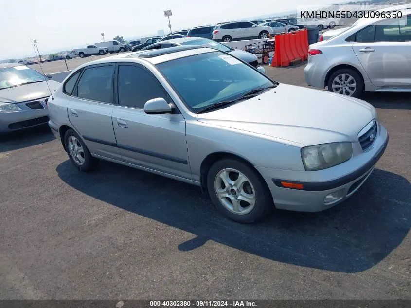 2003 Hyundai Elantra Gt VIN: KMHDN55D43U096350 Lot: 40302380