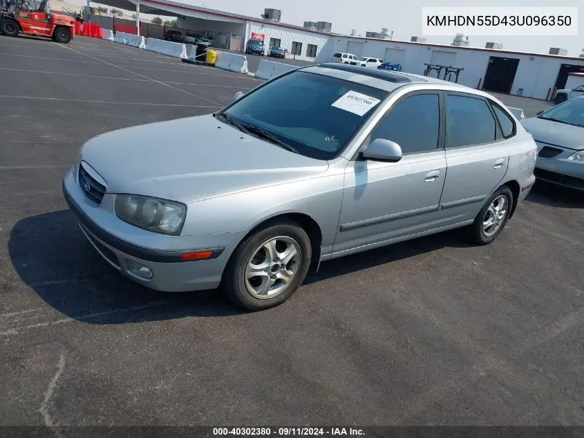 2003 Hyundai Elantra Gt VIN: KMHDN55D43U096350 Lot: 40302380