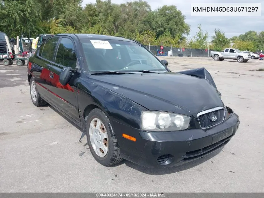 2003 Hyundai Elantra Gls/Gt VIN: KMHDN45D63U671297 Lot: 40324174