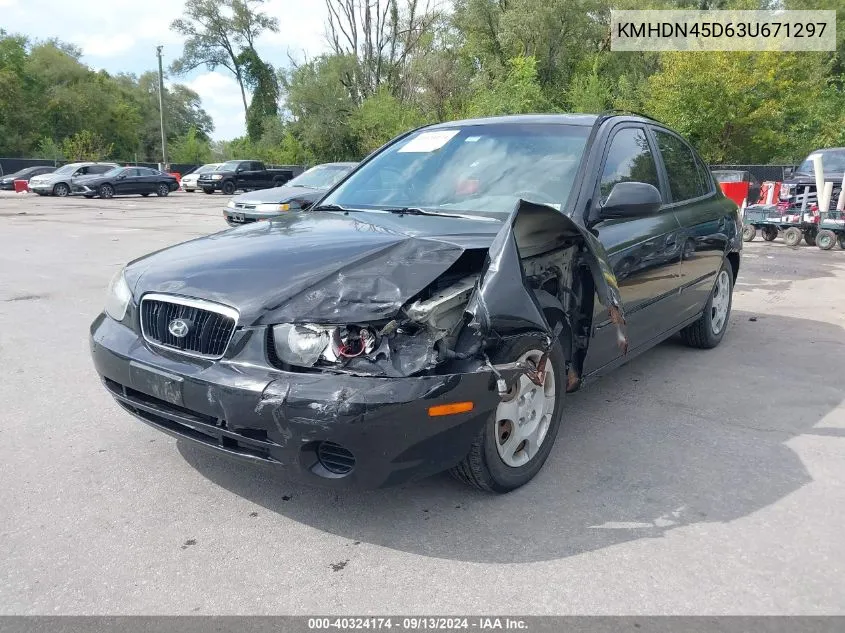 2003 Hyundai Elantra Gls/Gt VIN: KMHDN45D63U671297 Lot: 40324174