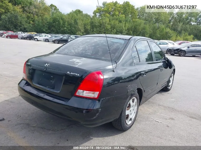 2003 Hyundai Elantra Gls/Gt VIN: KMHDN45D63U671297 Lot: 40324174