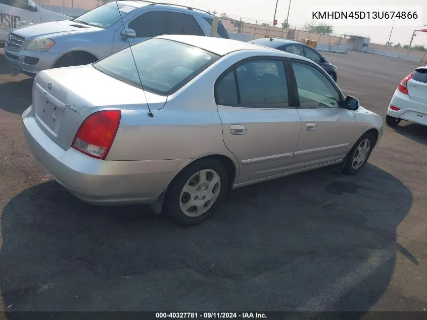 2003 Hyundai Elantra Gls/Gt VIN: KMHDN45D13U674866 Lot: 40327781