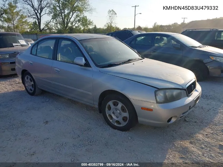 2003 Hyundai Elantra Gls/Gt VIN: KMHDN45D83U479332 Lot: 40353799