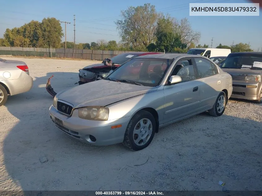 2003 Hyundai Elantra Gls/Gt VIN: KMHDN45D83U479332 Lot: 40353799