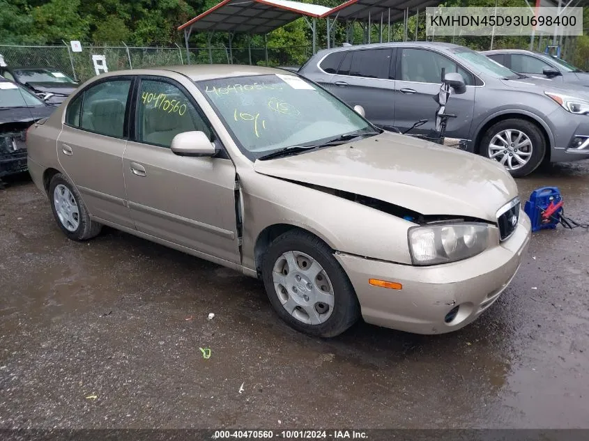 2003 Hyundai Elantra Gls/Gt VIN: KMHDN45D93U698400 Lot: 40470560