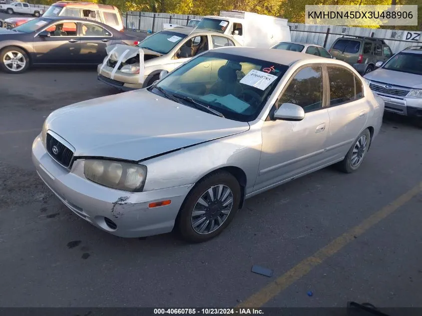 2003 Hyundai Elantra Gls/Gt VIN: KMHDN45DX3U488906 Lot: 40660785