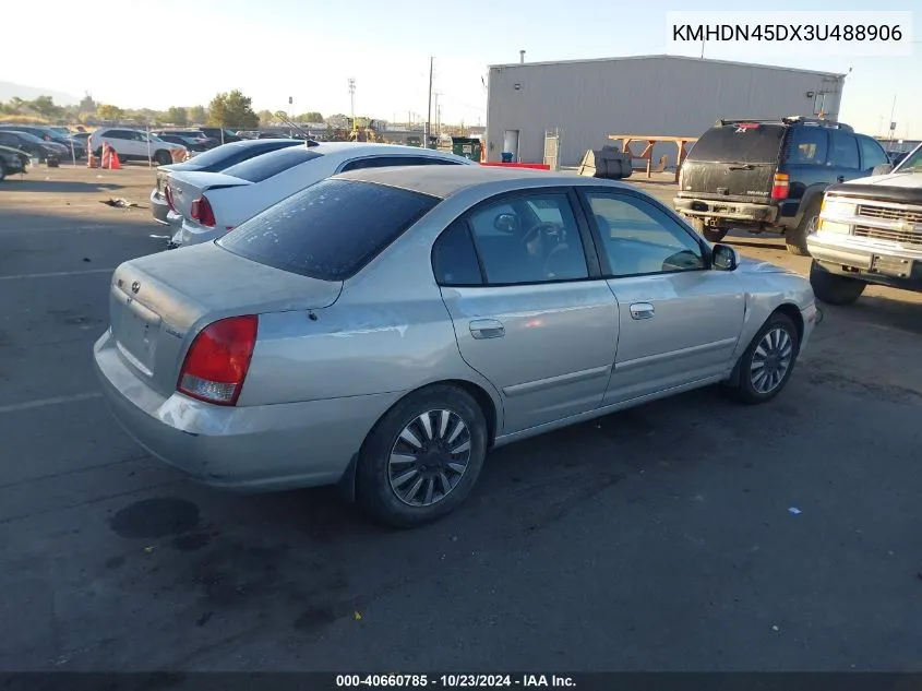 2003 Hyundai Elantra Gls/Gt VIN: KMHDN45DX3U488906 Lot: 40660785