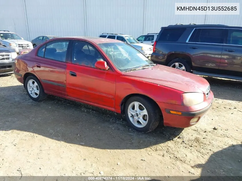 2003 Hyundai Elantra Gls/Gt VIN: KMHDN45D13U552685 Lot: 40874374