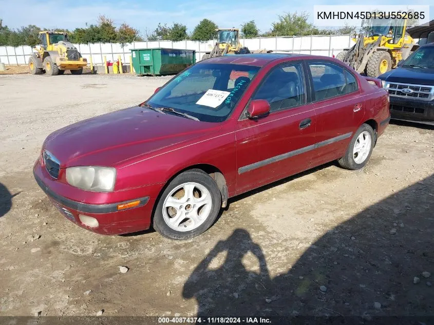 2003 Hyundai Elantra Gls/Gt VIN: KMHDN45D13U552685 Lot: 40874374