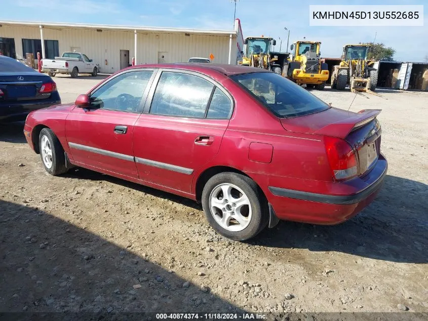 2003 Hyundai Elantra Gls/Gt VIN: KMHDN45D13U552685 Lot: 40874374