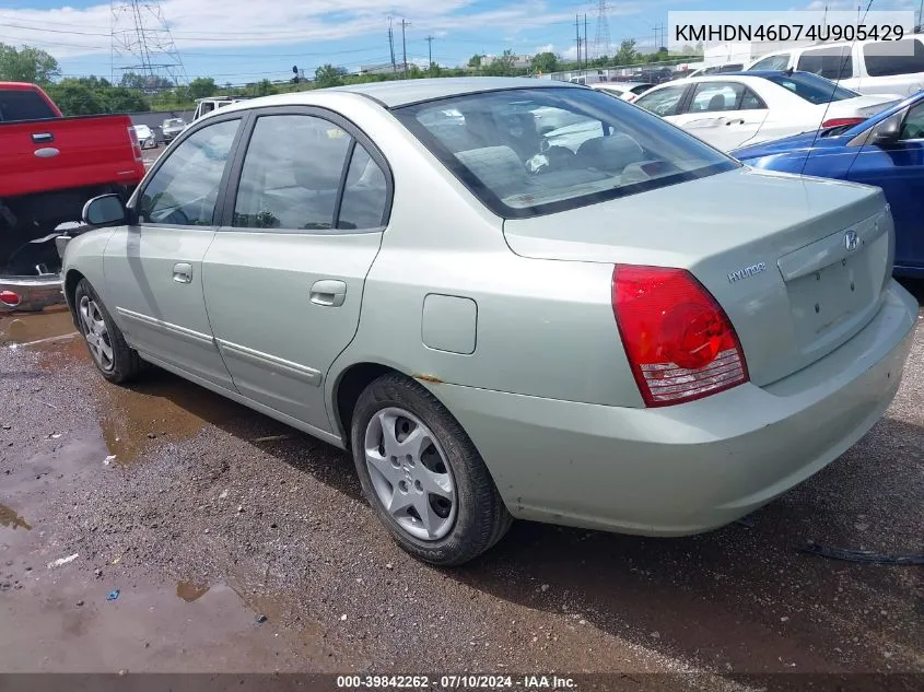 2004 Hyundai Elantra Gls/Gt VIN: KMHDN46D74U905429 Lot: 39842262