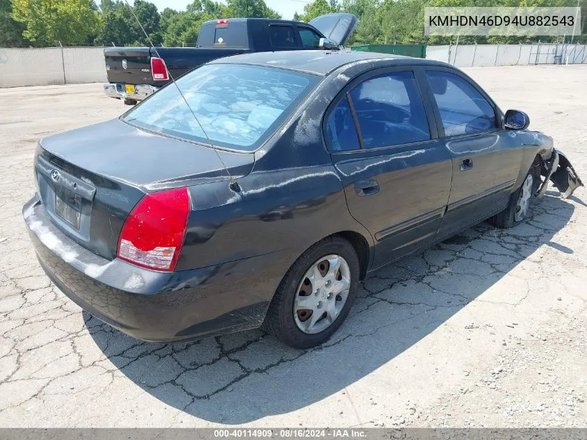 2004 Hyundai Elantra Gls/Gt VIN: KMHDN46D94U882543 Lot: 40114909