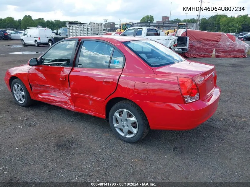 2004 Hyundai Elantra Gls/Gt VIN: KMHDN46D64U807234 Lot: 40141793