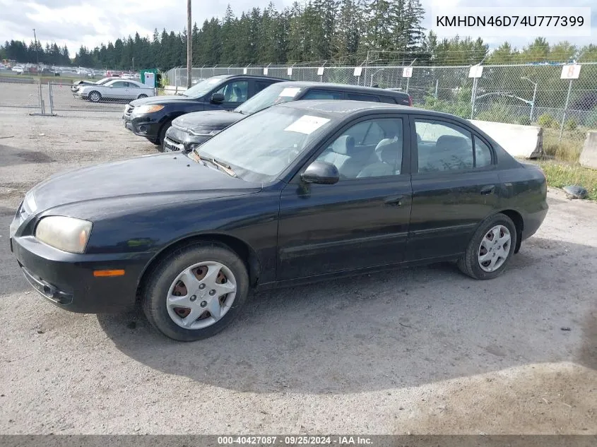 2004 Hyundai Elantra Gls/Gt VIN: KMHDN46D74U777399 Lot: 40427087