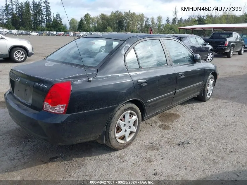 2004 Hyundai Elantra Gls/Gt VIN: KMHDN46D74U777399 Lot: 40427087