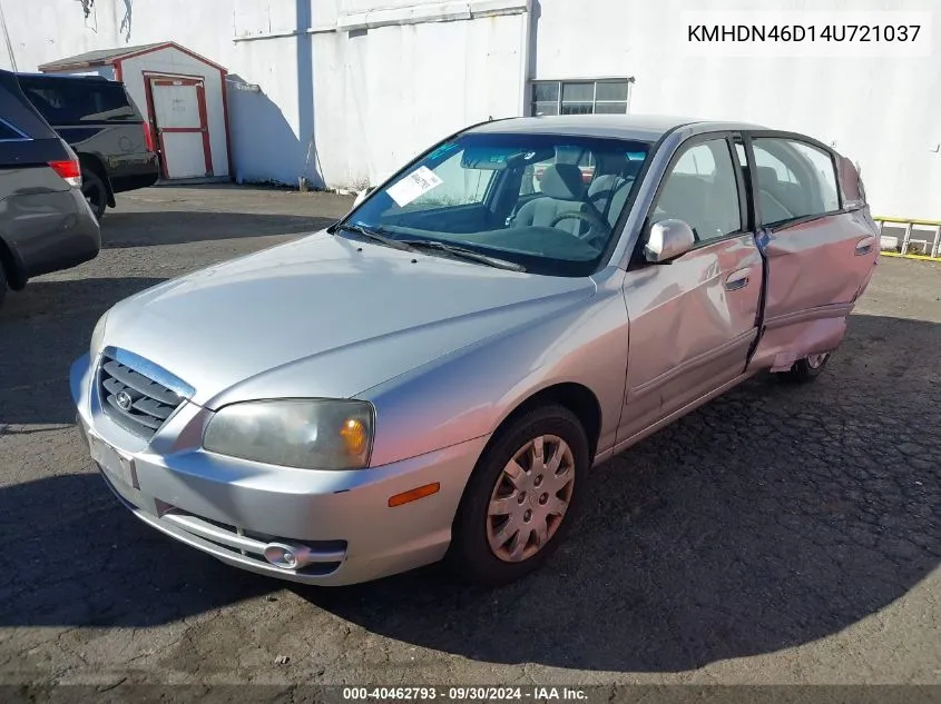 2004 Hyundai Elantra Gls/Gt VIN: KMHDN46D14U721037 Lot: 40462793