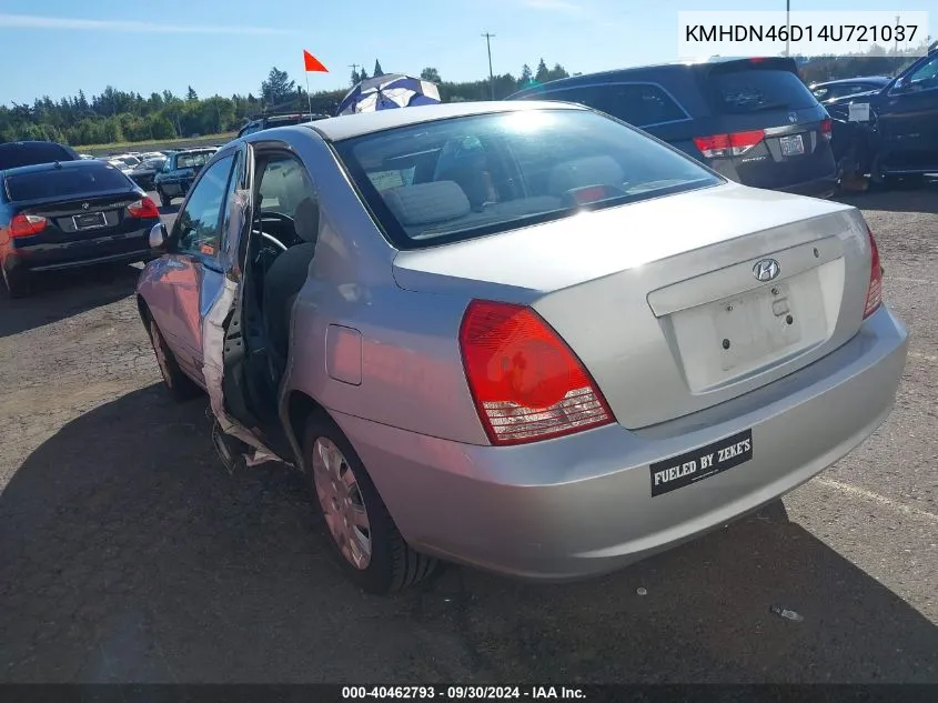 2004 Hyundai Elantra Gls/Gt VIN: KMHDN46D14U721037 Lot: 40462793