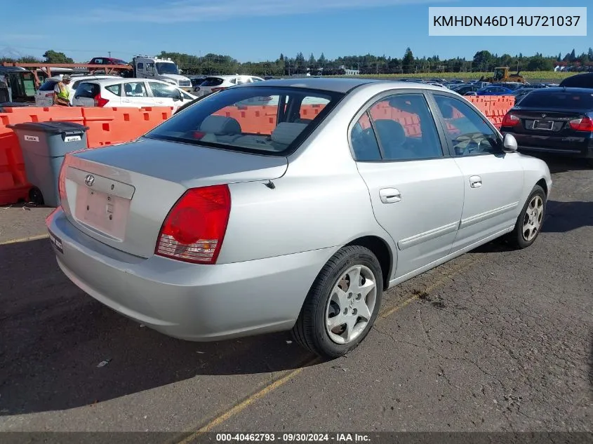 2004 Hyundai Elantra Gls/Gt VIN: KMHDN46D14U721037 Lot: 40462793