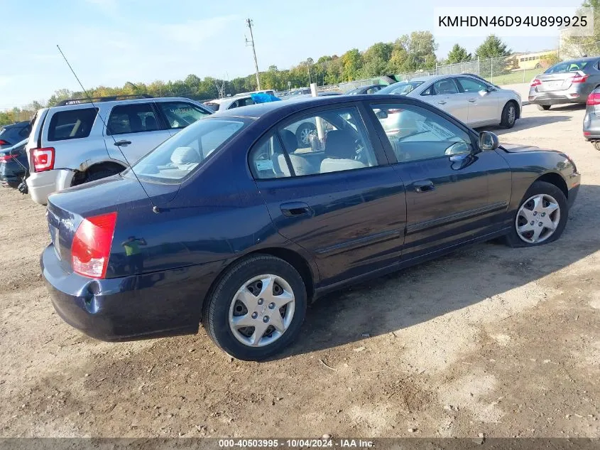 2004 Hyundai Elantra Gls/Gt VIN: KMHDN46D94U899925 Lot: 40503995