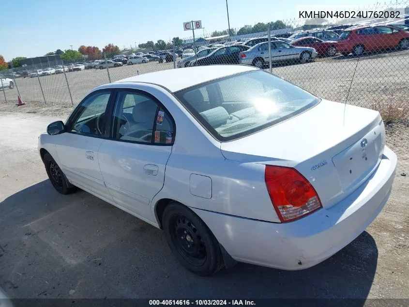 2004 Hyundai Elantra Gls/Gt VIN: KMHDN46D24U762082 Lot: 40514616