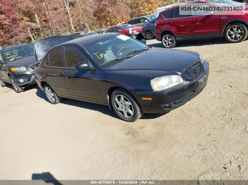 2004 Hyundai Elantra Gls/Gt VIN: KMHDN46D34U731407 Lot: 40709875