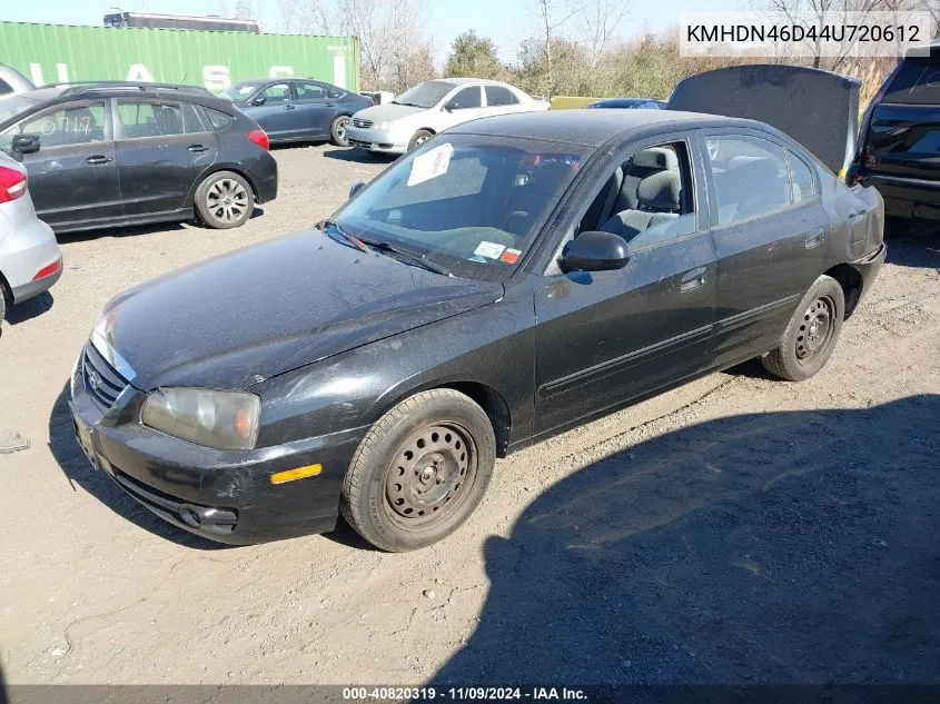 2004 Hyundai Elantra Gls/Gt VIN: KMHDN46D44U720612 Lot: 40820319