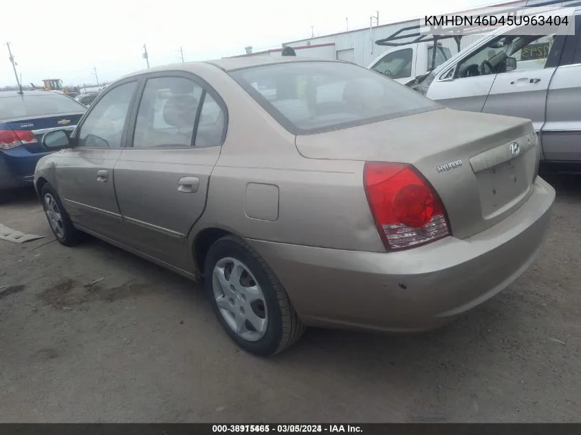 2005 Hyundai Elantra Gls/Gt VIN: KMHDN46D45U963404 Lot: 38915465