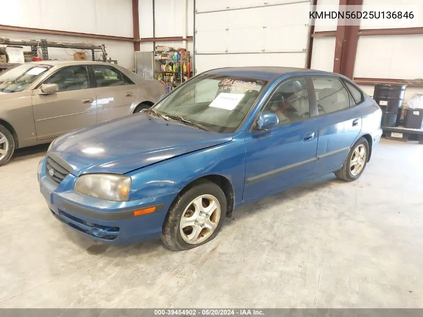 2005 Hyundai Elantra Gls/Gt VIN: KMHDN56D25U136846 Lot: 39454902