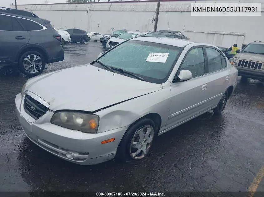 2005 Hyundai Elantra Gls/Gt VIN: KMHDN46D55U117931 Lot: 39957105