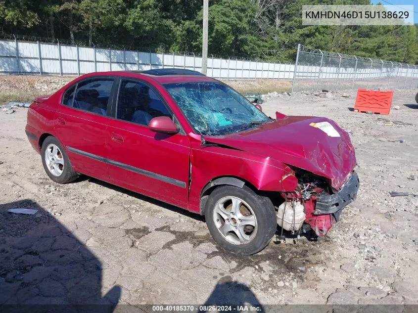 2005 Hyundai Elantra Gls/Gt VIN: KMHDN46D15U138629 Lot: 40185370