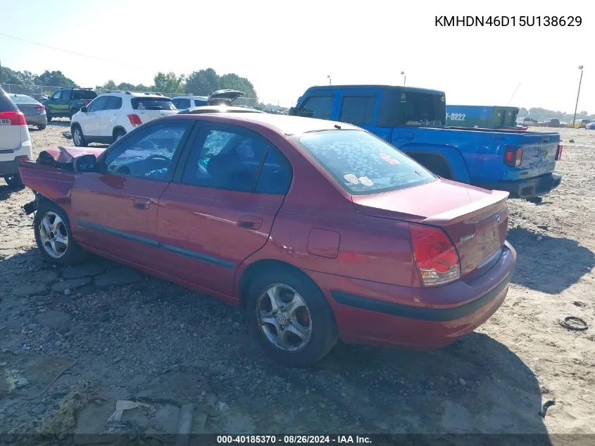 2005 Hyundai Elantra Gls/Gt VIN: KMHDN46D15U138629 Lot: 40185370