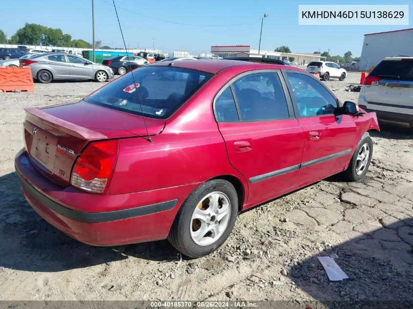 2005 Hyundai Elantra Gls/Gt VIN: KMHDN46D15U138629 Lot: 40185370