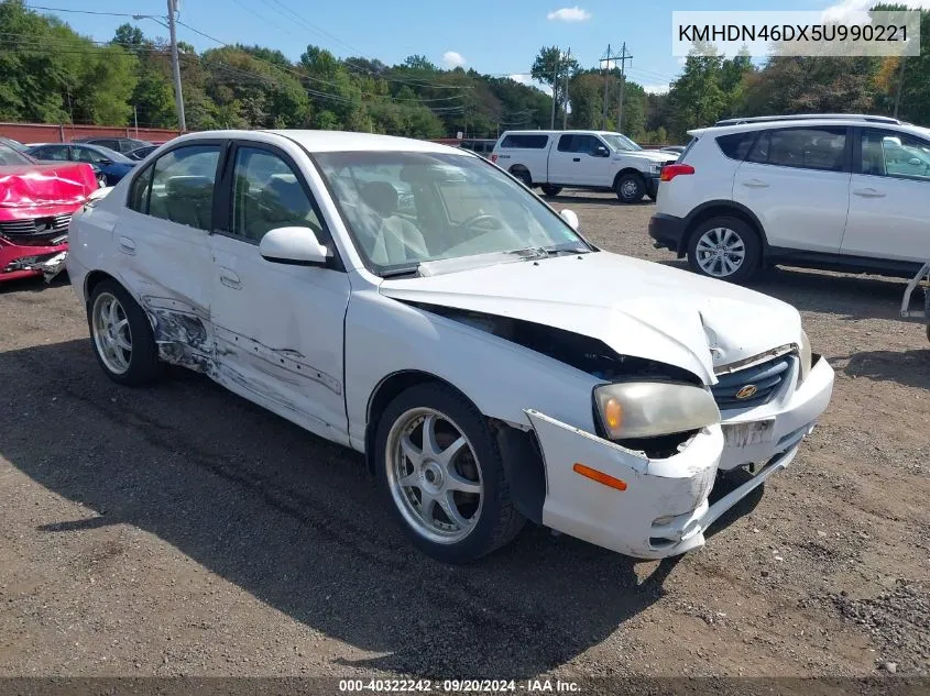 2005 Hyundai Elantra Gls/Gt VIN: KMHDN46DX5U990221 Lot: 40322242