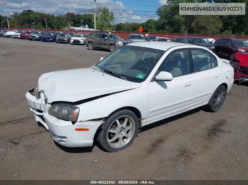 2005 Hyundai Elantra Gls/Gt VIN: KMHDN46DX5U990221 Lot: 40322242