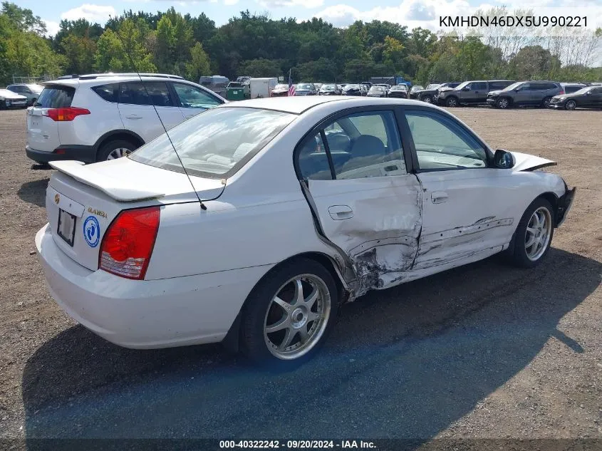 2005 Hyundai Elantra Gls/Gt VIN: KMHDN46DX5U990221 Lot: 40322242