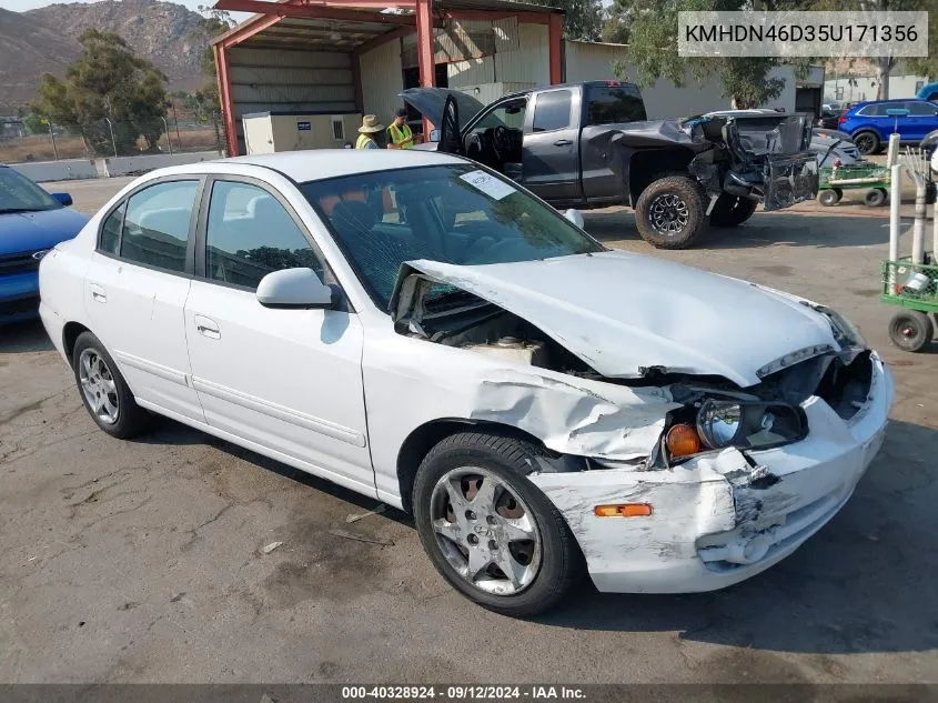 2005 Hyundai Elantra Gls/Gt VIN: KMHDN46D35U171356 Lot: 40328924