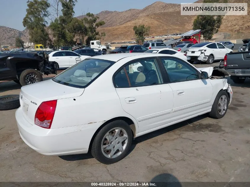 2005 Hyundai Elantra Gls/Gt VIN: KMHDN46D35U171356 Lot: 40328924