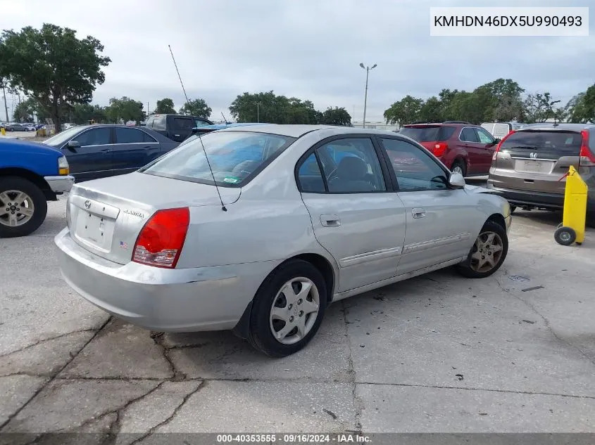 2005 Hyundai Elantra Gls/Gt VIN: KMHDN46DX5U990493 Lot: 40353555