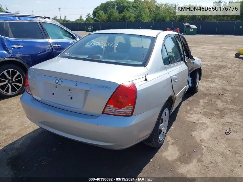 2005 Hyundai Elantra Gls/Gt VIN: KMHDN46D65U176776 Lot: 40390092