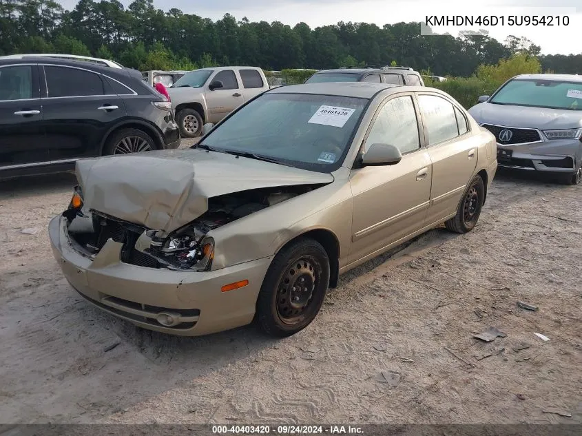 2005 Hyundai Elantra Gls/Gt VIN: KMHDN46D15U954210 Lot: 40403420