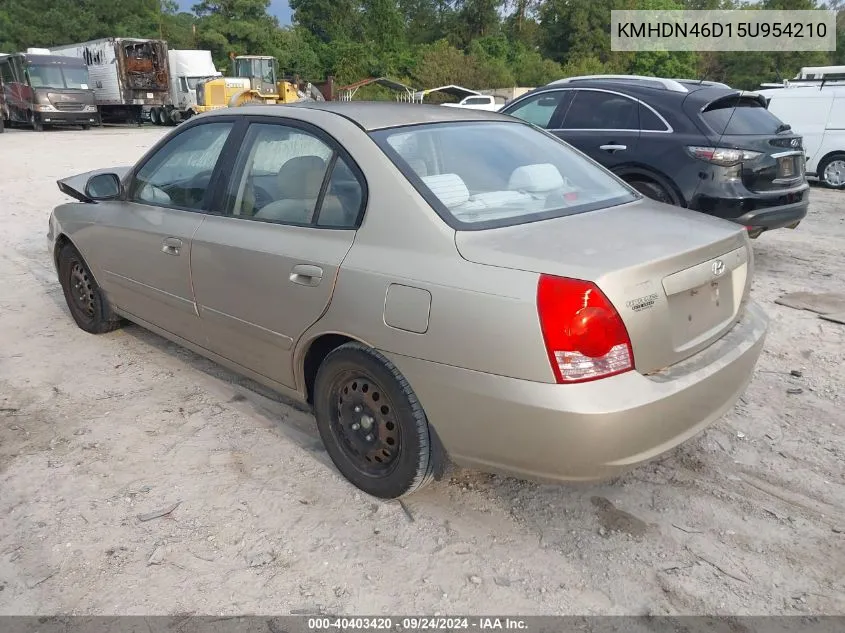 2005 Hyundai Elantra Gls/Gt VIN: KMHDN46D15U954210 Lot: 40403420